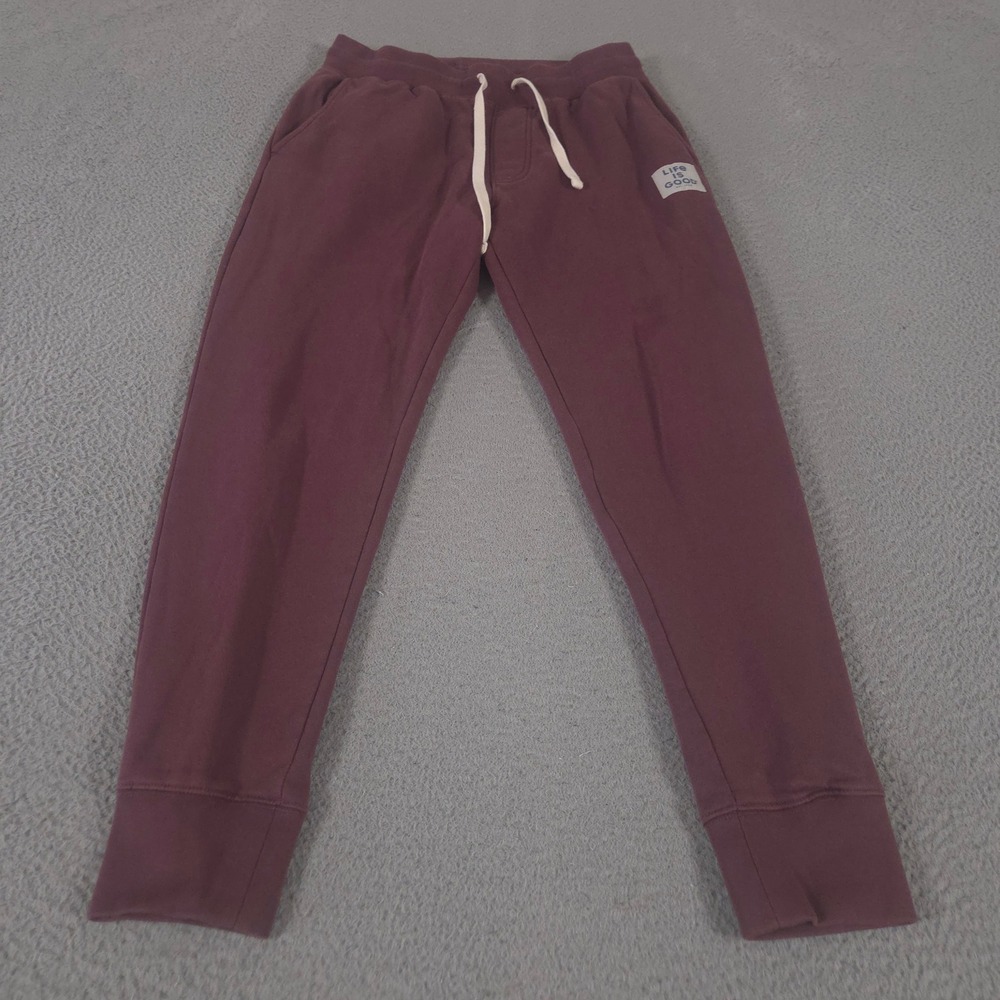 Life is Good Sweatpants Men M Maroon Simply True Fleece Jogger French Terry Soft
